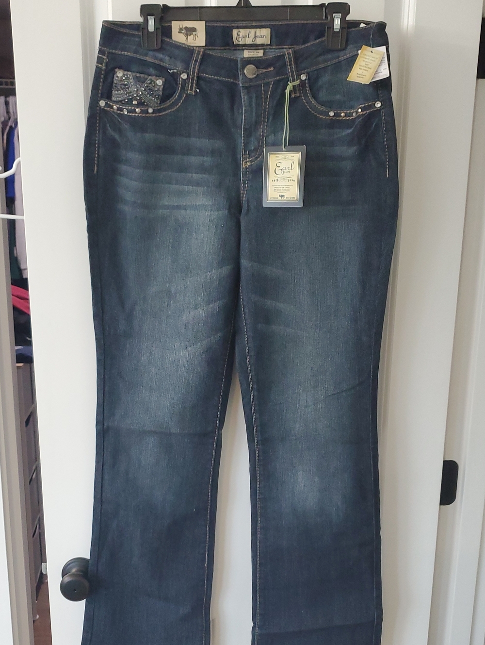 Earl Jeans Women's Boot Cut Dark Blue Denim Jeans